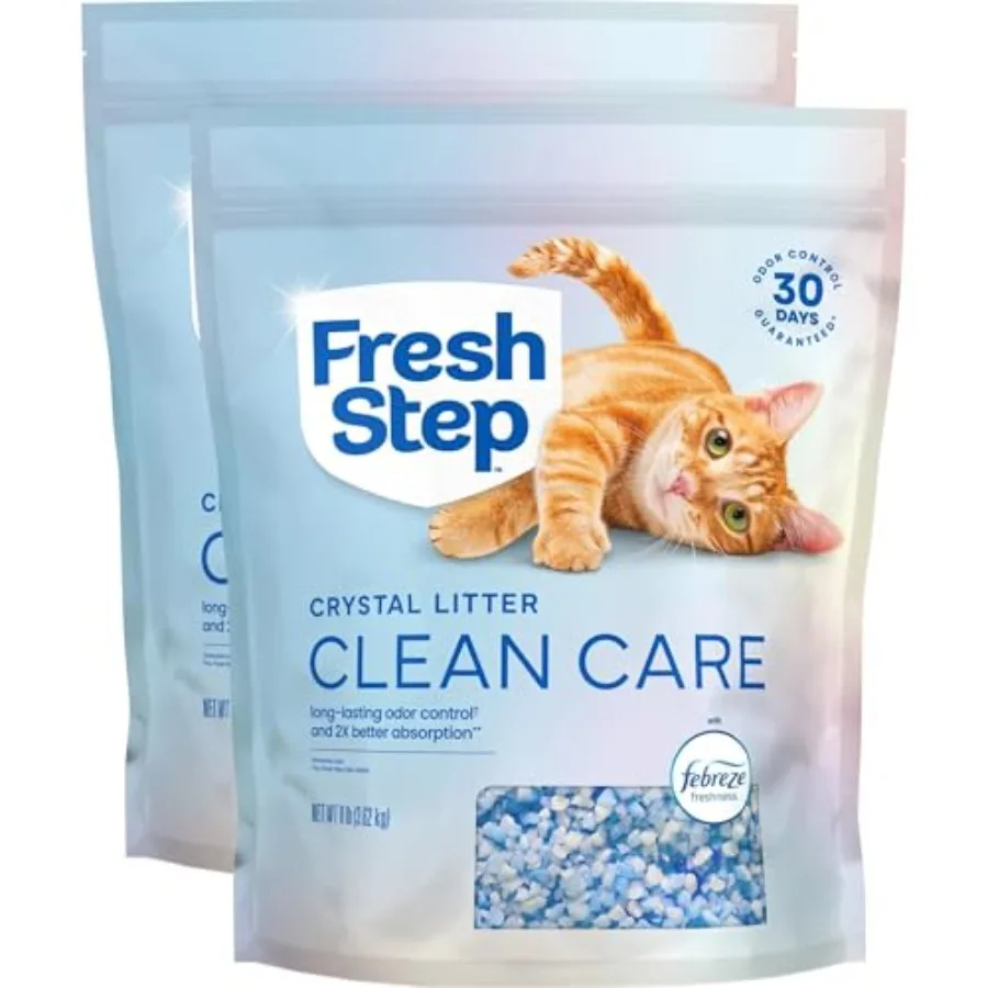 

Наполнитель для кошачьего туалета Clean Care Crystal, легкий, с ароматом Febreze и длительным контролем запаха, низкое содержание пыли, 7,27 кг. 2 пакета по 8 фунтов