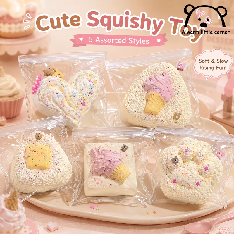 Cute And Soft Squishy Ice Cream Bread Squeezing Toy With Slow Rebound Love Hug Toy To Relieve Stress Relaxation Toy Ornament