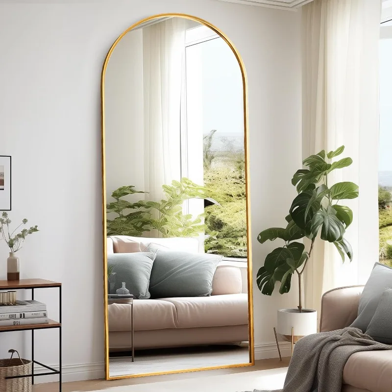 Specchio lungo fino al pavimento, specchio ad arco a figura intera 76 "x 34", specchio a figura intera appeso o pendente, corpo intero indipendente