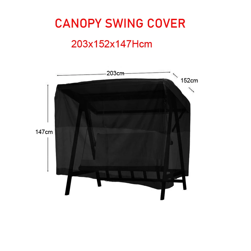 หลังคากลางแจ้ง Swing COVER,L203xW152XH147cm ฝุ่น/น้ําป้องกัน,1 ซิปสีดําเฟอร์นิเจอร์ Cnsjmade CUSTOM Made