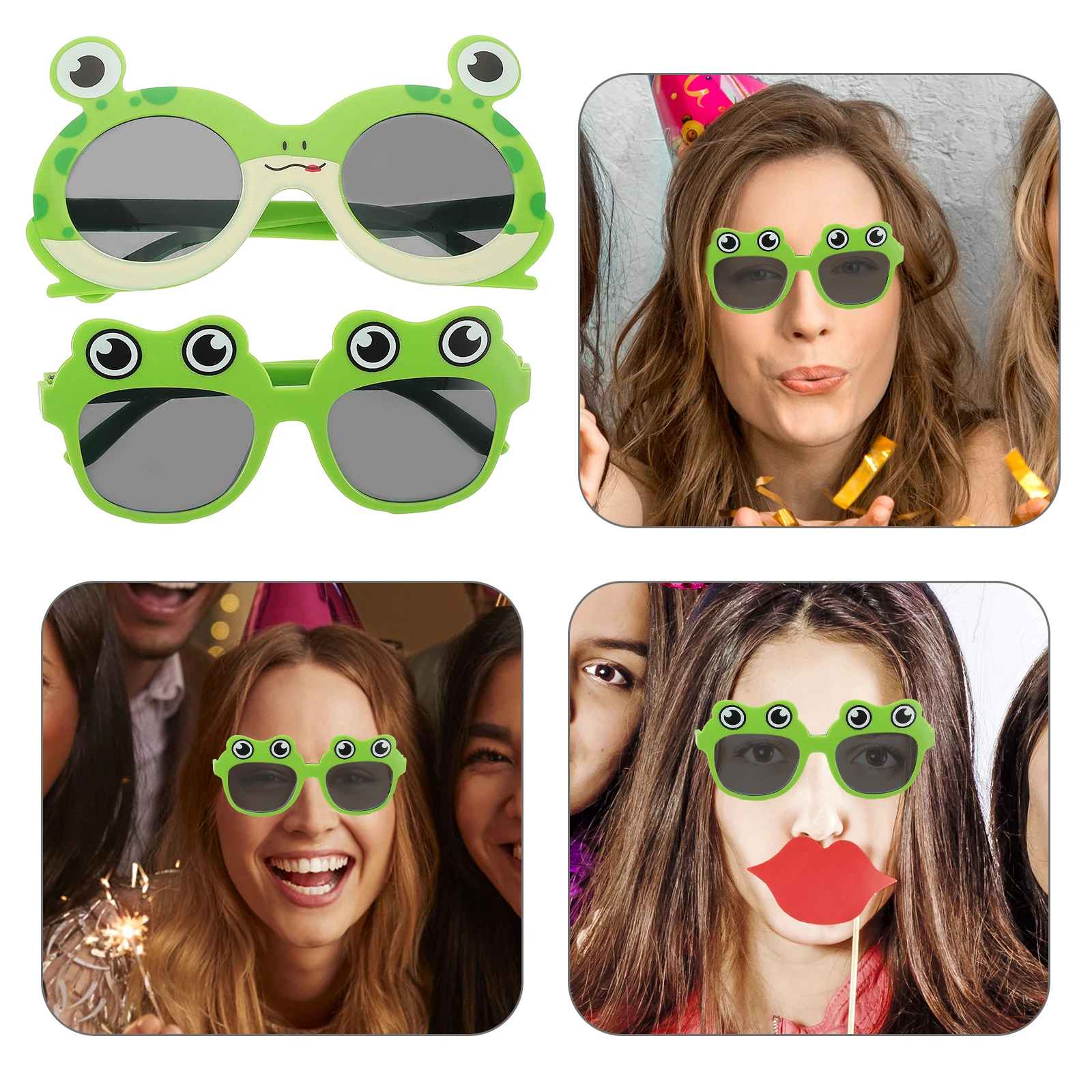 

4 Pcs Funny Luau Props Photo Booth Sunglasses ABS Cartoon Eyeglass Frame Plastic Birthday