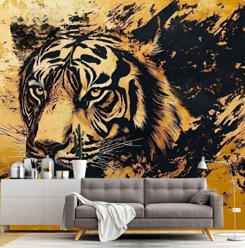 New children's room cartoon tiger animal forest Mural home decoration custom size multiple materials available 3d Wallpaper