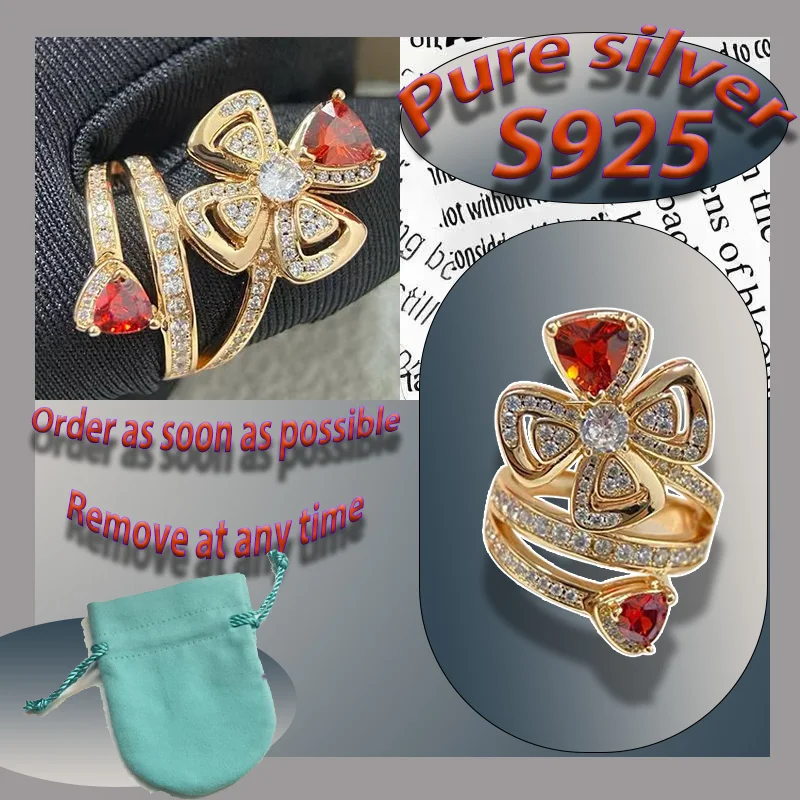 

Pure silver s925 gorgeous classic flower ring party diamond paired with charming luxury women's accessories