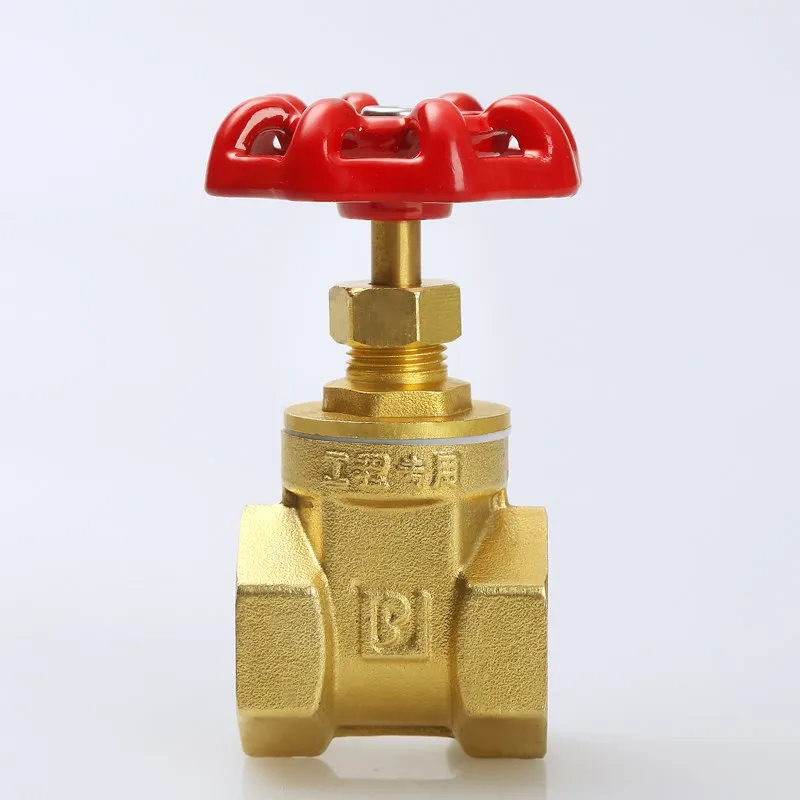 1PCS Wasser Messing Absperrventil Rote Kappe Geformt Griff Innengewinde Dual Ports