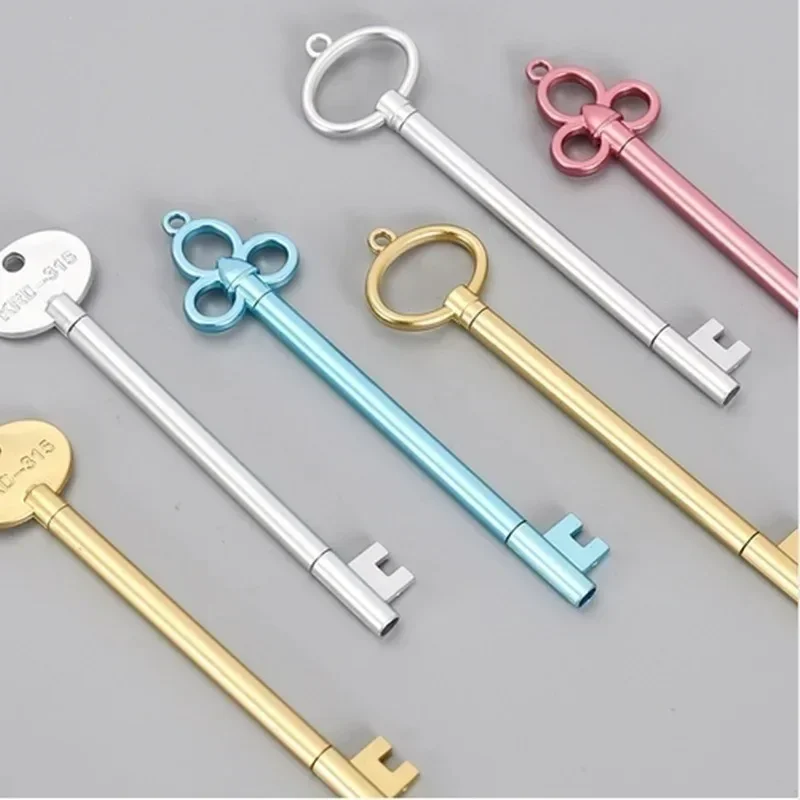 6Pcs Key Shaped Foldable Ballpoint Pens Portable Retractable Writing Pens For Office School Daily Use Novelty Cute Gift Set