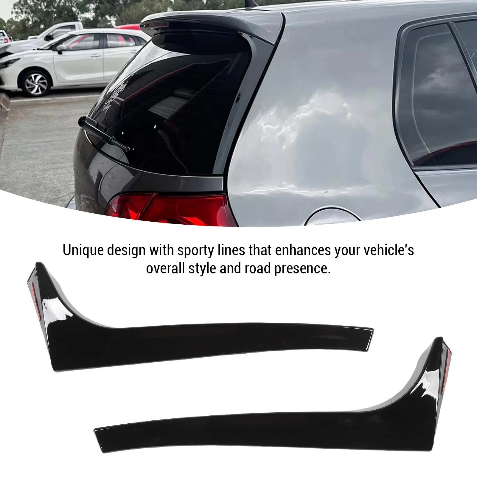 

Car Rear Window Side Spoiler Wing Cover Trim Sporty Look Back Window Side Splitter Replacement for MK5 R32 2003-2008