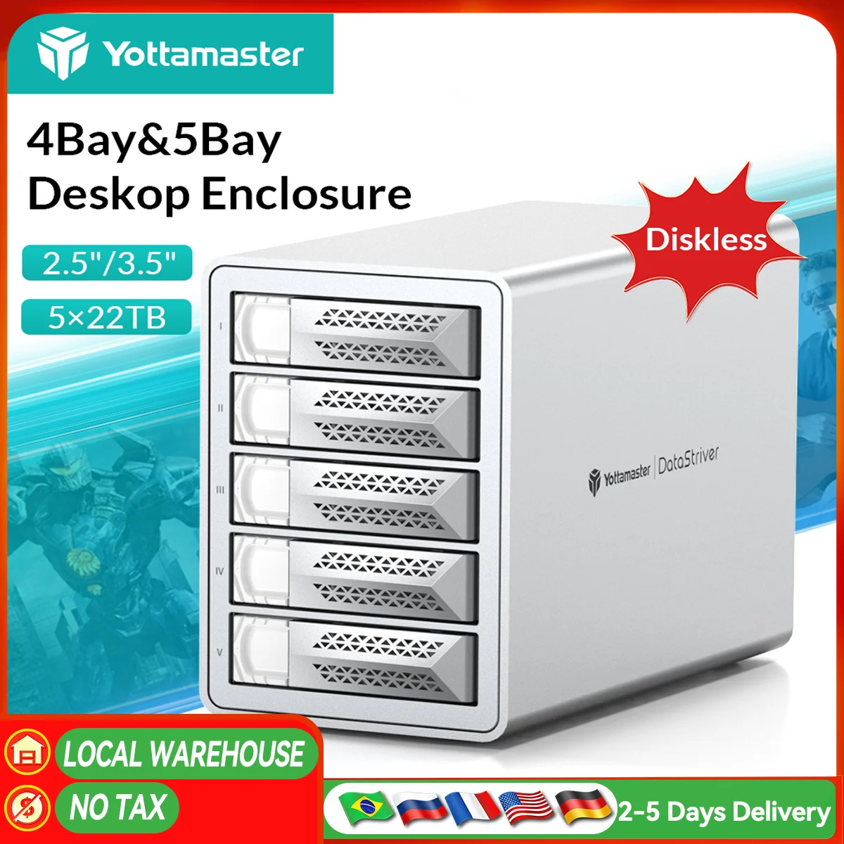Yottamaster 2.5/3.5 "10Gbps SATA HDD SSD الضميمة نوع C HD حافظة خارجية USB3.1 ديزي سلسلة صندوق تخزين القرص الصلب للعبة ماك
