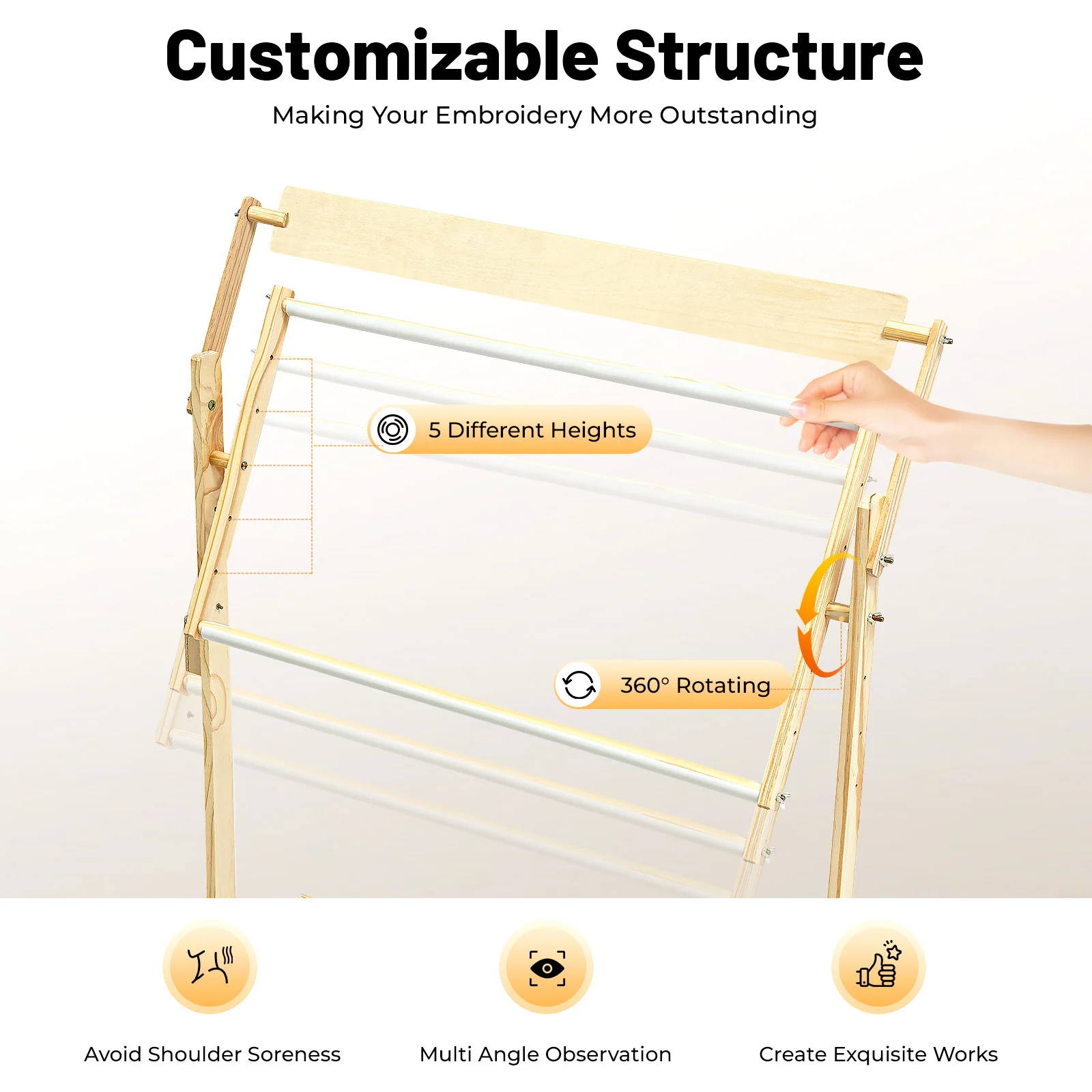 

Large Height-Adjustable Embroidery Stand, Floor Frame for Hand Sewing, Ergonomic Craft Station for Beginners Craft Embroidery