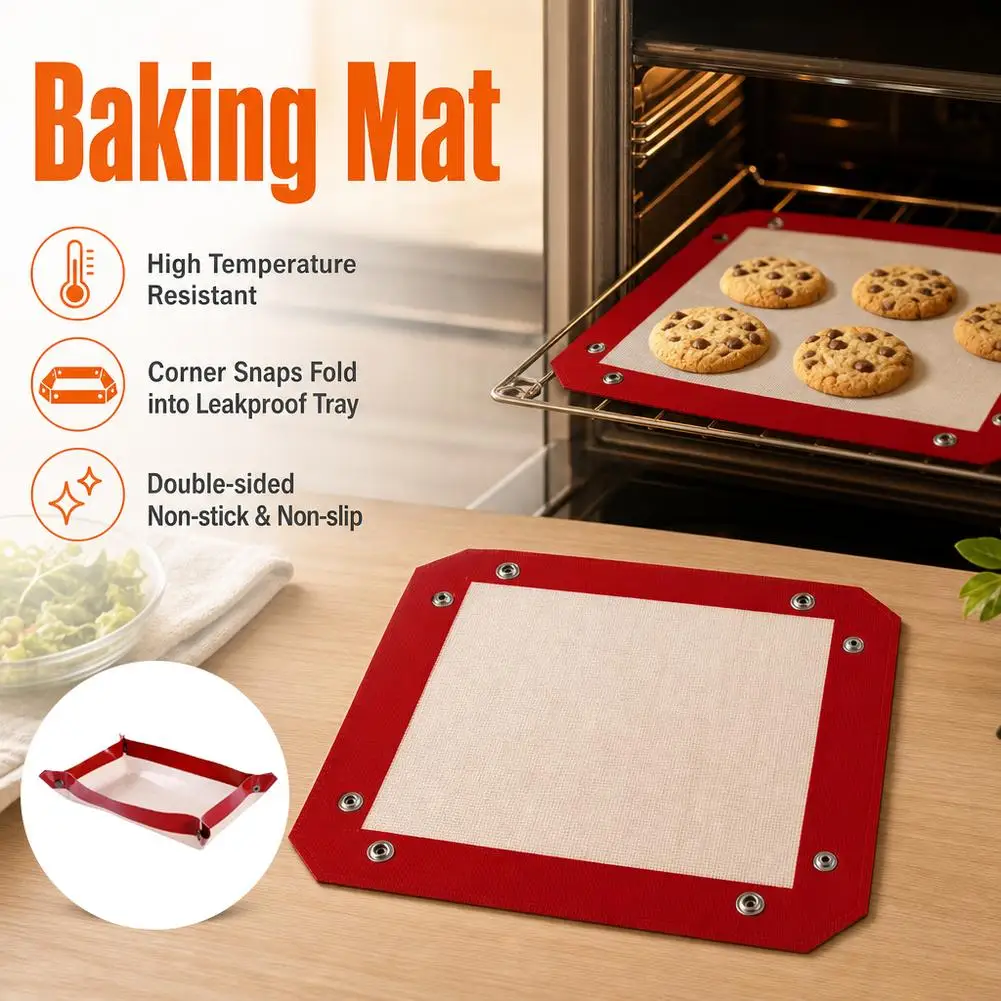 1pc Buttoned Baking Mat, Reusable Baking Mat, Heat-Resistant Baking Mat Large Reusable Silicone Baking And Bread Board Liner