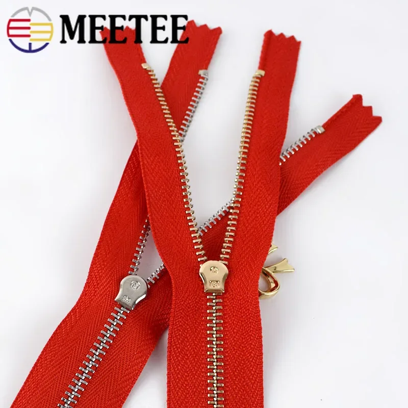 5/10Pcs Meetee 15-30cm 3# Metal Zippers Close-end Zipper for Pocket Bags Zips Auto Lock Zip DIY Decor Garment Sewing Accessories