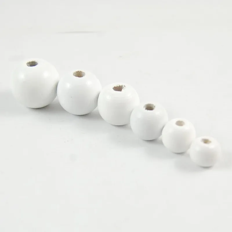 10/12/14/16/18/20/25mm White Round Wooden Beads Spacer Beads Eco-friendly DIY Custom Crafts Bracelet Jewelry Accessorie