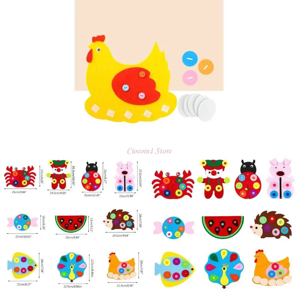 

Y1UB Children's Game Kinderganten Lovely Sewing Buttons Toy Felt Made