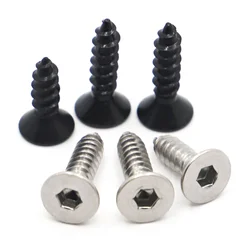 M3 M4 M5 M6 304 Stainless Steel / Black 8.8 Carbon Steel Allen Hex Hexagon Socket Flat Countersunk Head Self Tapping Screw