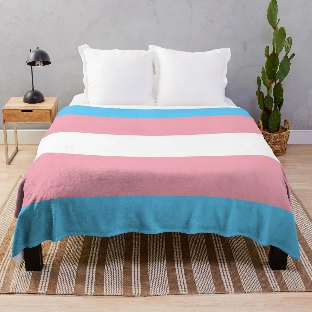 

Transgender Flag Throw Blanket Luxury Thicken Furry Decorative Beds Picnic Blankets