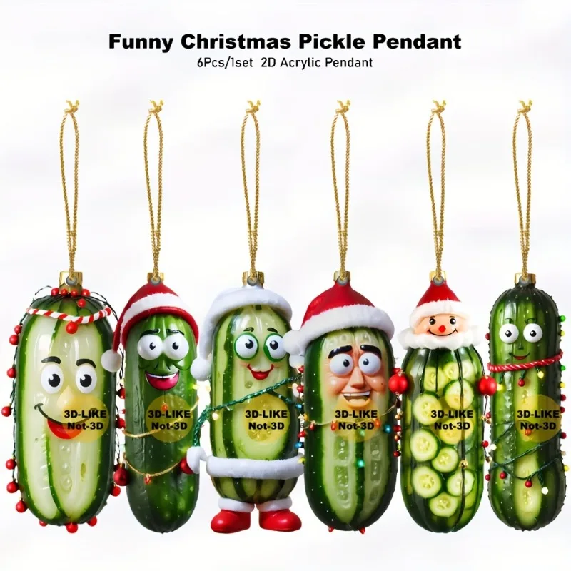 Acrylic Pickle Decorations Festive 3D Christmas New Year Decorations No Electricity Required Funny Designs for Party Decorations