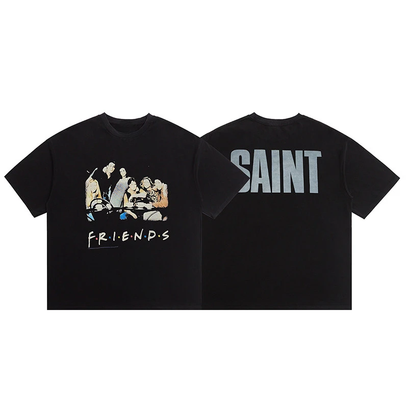 Summer Saint Vintage Michael American Streetwear Niche Retro Short-sleeved Men's and Women's T-shirt