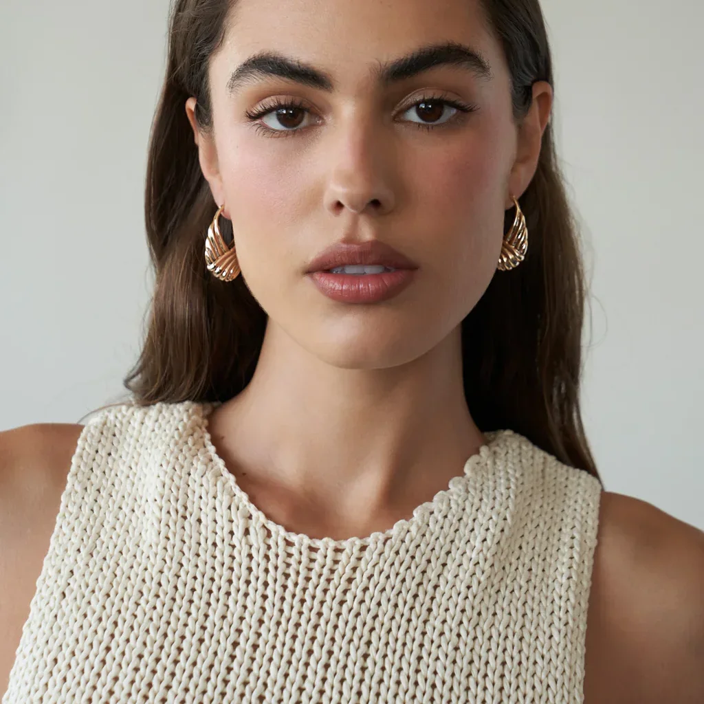 Waterproof Fashion Stainless Steel Geometric Hollow Chunky Hoop Earrings Gold Silver Color for Women Daily Jewelry