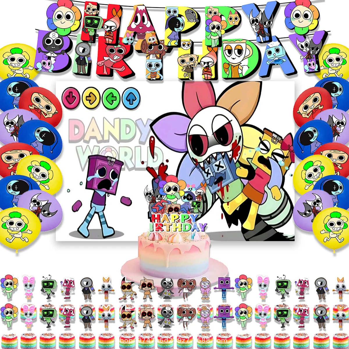 

Dandys World Theme Birthday Party Decoration Game Dandys World Balloons Birthday Cake toppers Banner Supplies Kids Baby Gifts