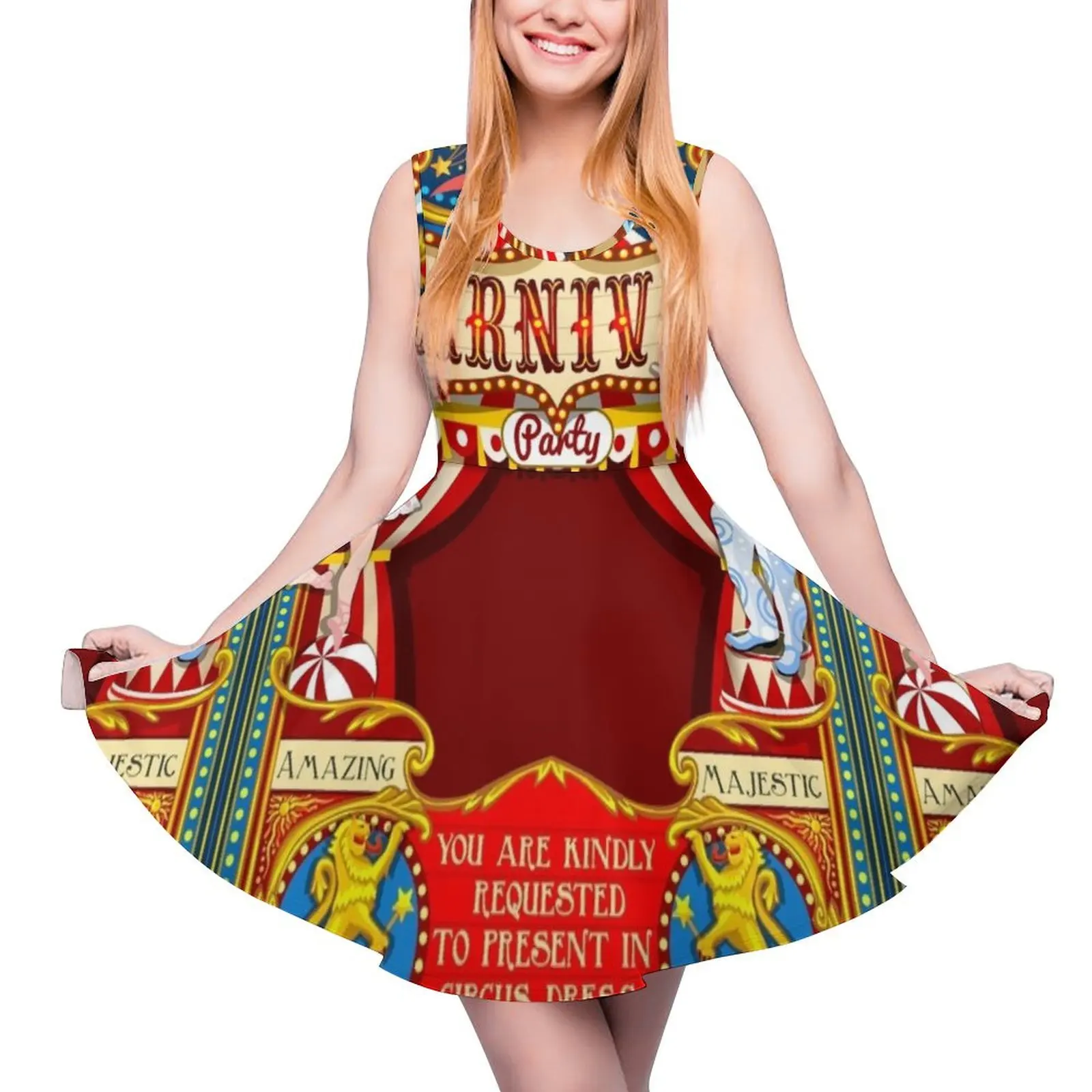 

Circus Carnival Invite Poster Sleeveless Dress luxury woman party dress Evening dresses