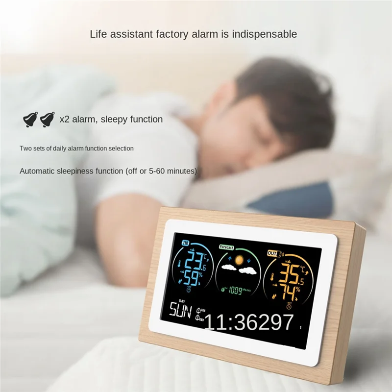 

Умная метеостанция, барометр, часы, измеритель температуры и влажности в помещении и на открытом воздухе, прогноз погоды, мульти-гигротермограф