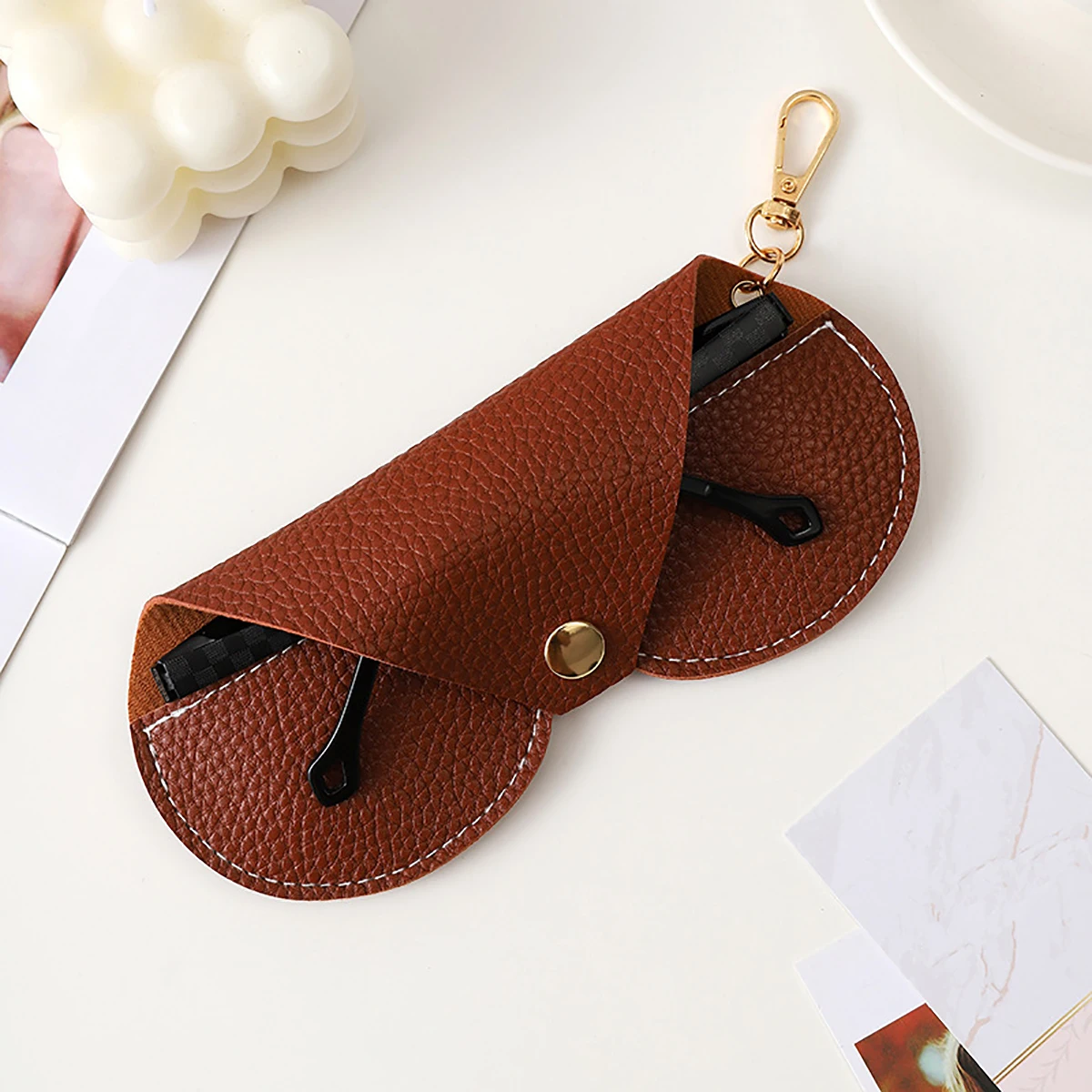 1pc Portable PU Glasses Bag Foldable Travel Sunglasses Case Simple Glasses Storage Box Travel Glasses Case Holder Pouch Cases