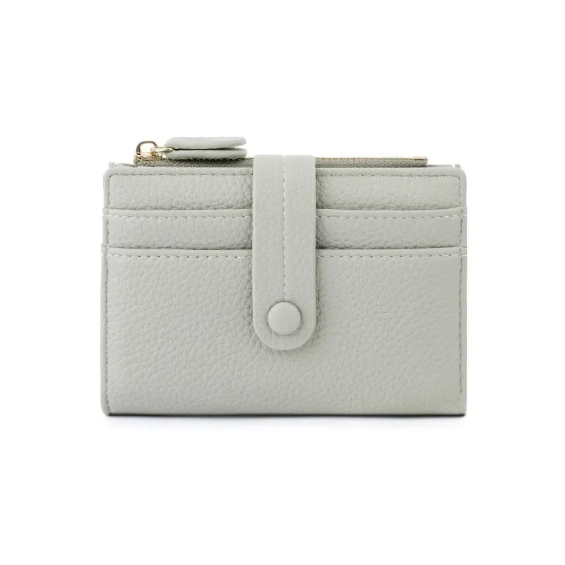 새로운 여성용 짧은 지갑 한국 스타일 PU 심플 패션 다중 카드 슬롯 버클 클립 개인화된 지갑 다기능