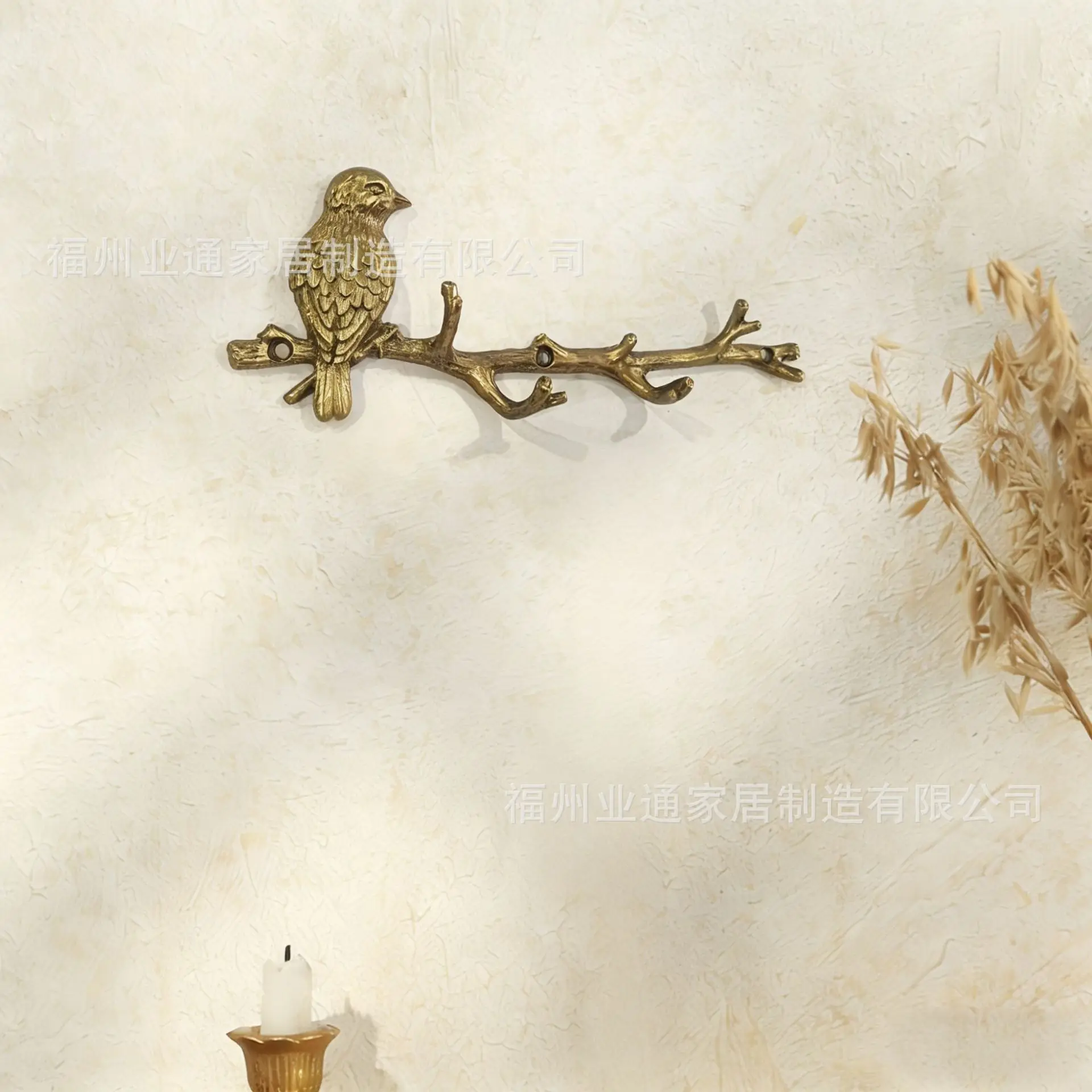 Alloy hook retro old bird animal branch decoration living room bedroom balcony storage wall hanging