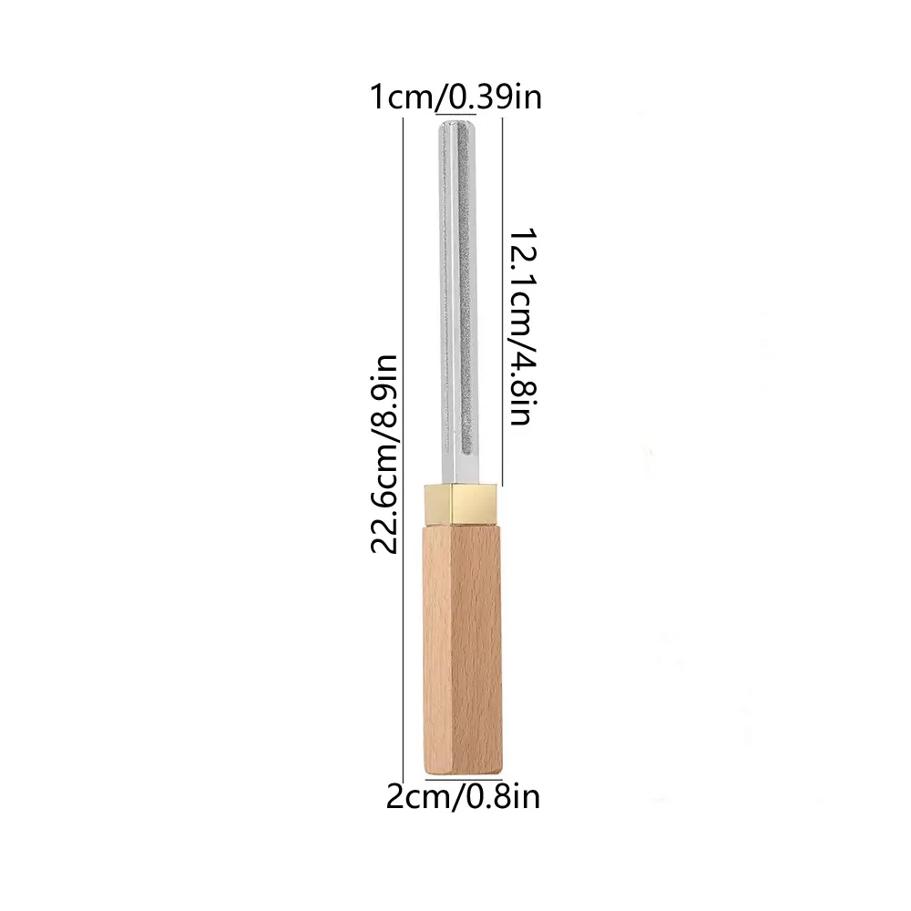 Square Guitar Fret File, 4-Sided Fret Crown Edge File with Wood Handle, 4-in-1 Fret Dressing Tool with Protective Pad