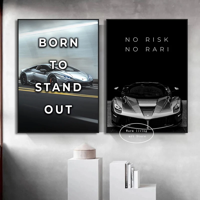 Luxury Cars Motivation Quotes Lambo Posters Cool Sports Car Canvas Painting Wall Art Picture for Living Room Office Home Decor