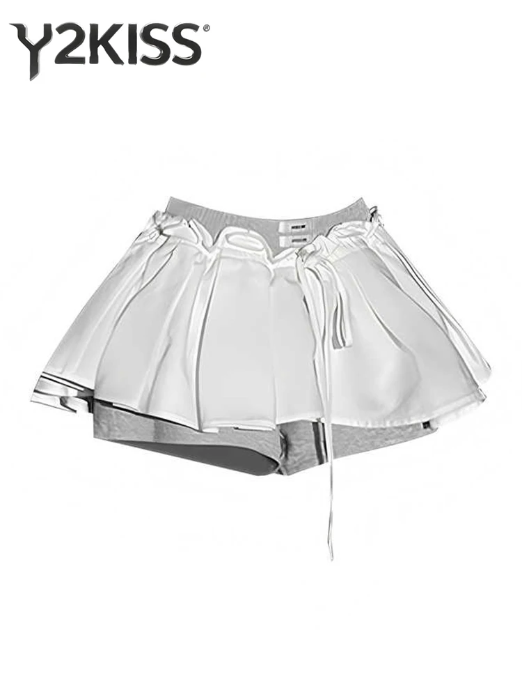 Women's Mini Pleated Skirt A-line Design Korean 2000s Aesthetic Harajuku Shoujo Kpop Culottes College Style Y2k Cutecore New In