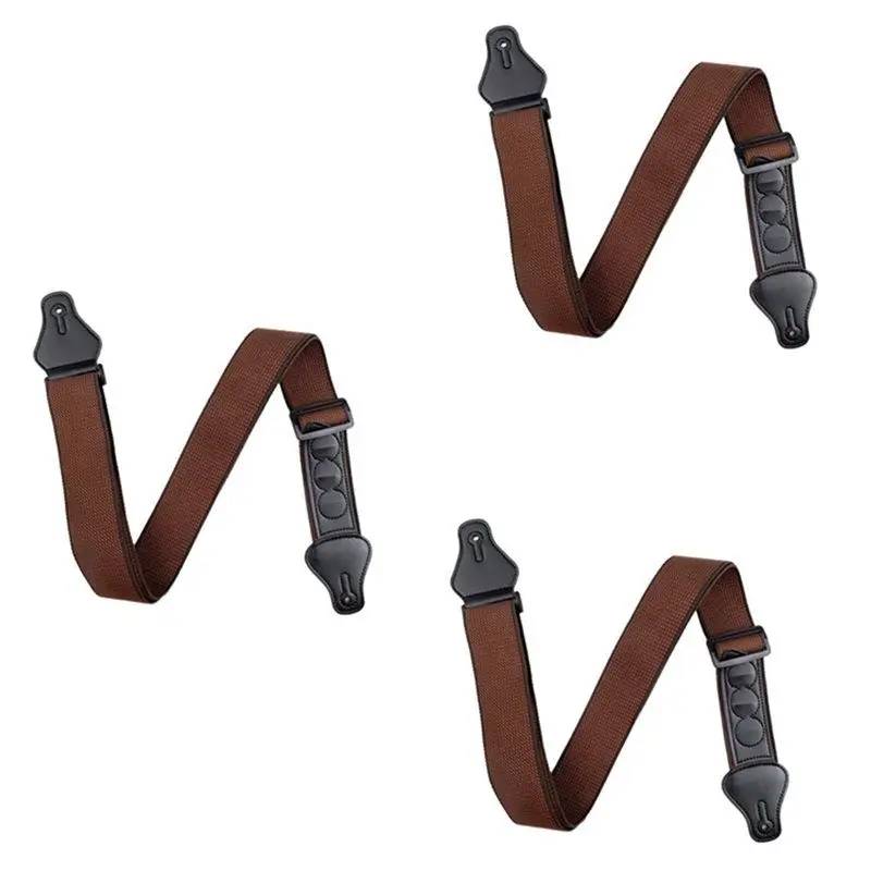 

Комплект из 3 ремней для гитары, популярный ремень для фолк-гитары, многофункциональный ремень из хлопка и ПУ, коричневый