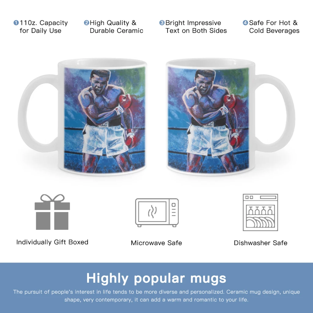 

Muhammad-Ali-Haj-Boxing-Boxer-Champion-Free shipping Mug 11oz Black Ceramic Coffee Mug Friends Birthday Gift Mug