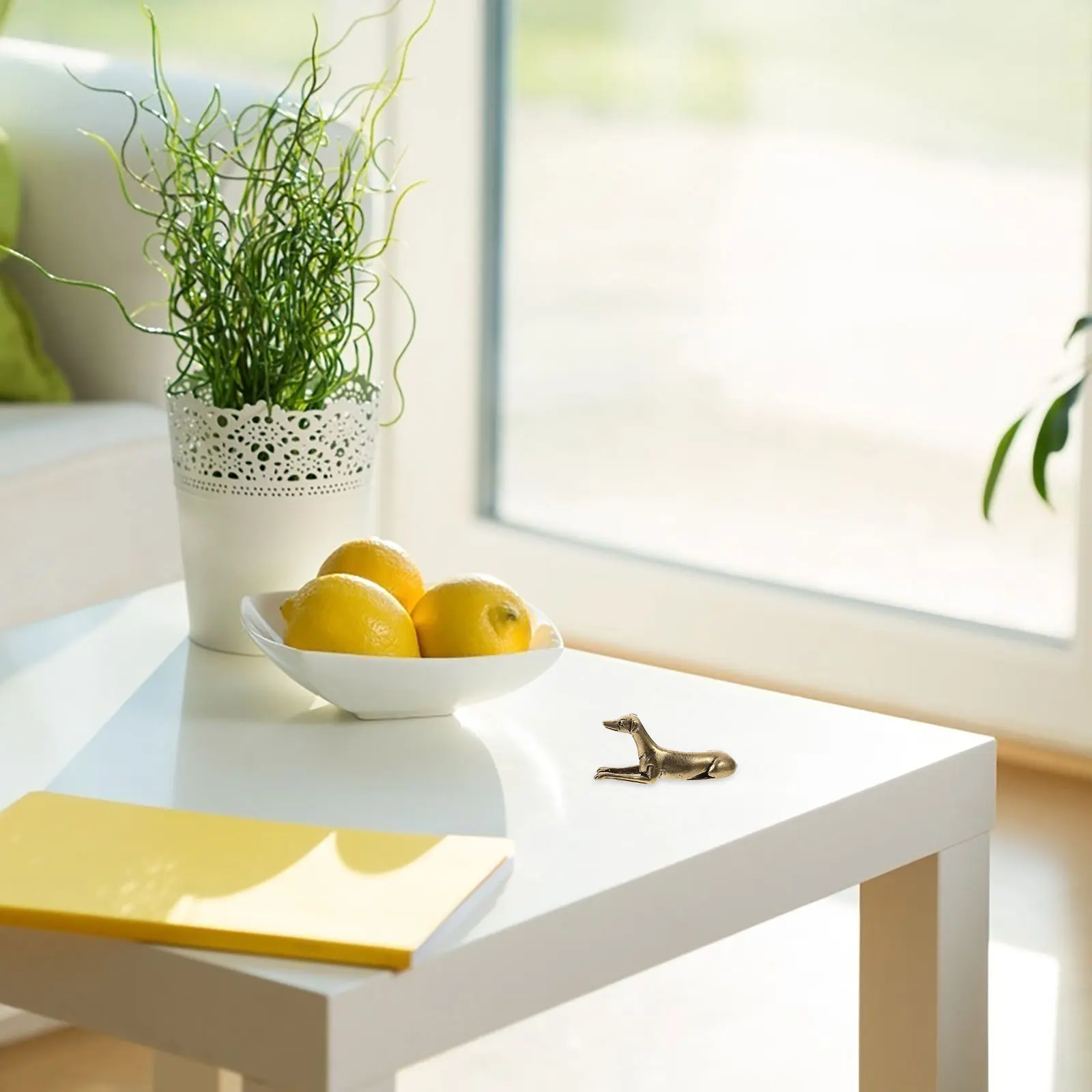 

Vintage Ornaments Dog Statues Table Decoration Retro Office for Small Brass Animal