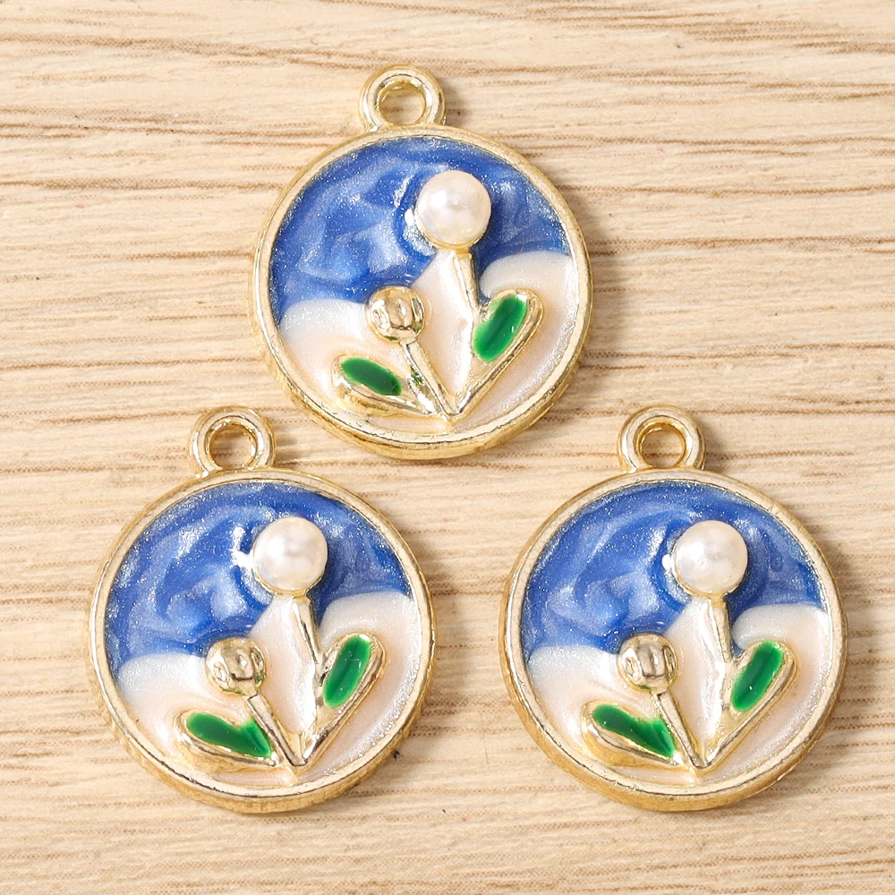 Tusember 10 Stück Emaille Mode Schöne Ölgemälde Perlen Schmetterling Blumen Anhänger Schmuckherstellung Zubehör – Detail 10