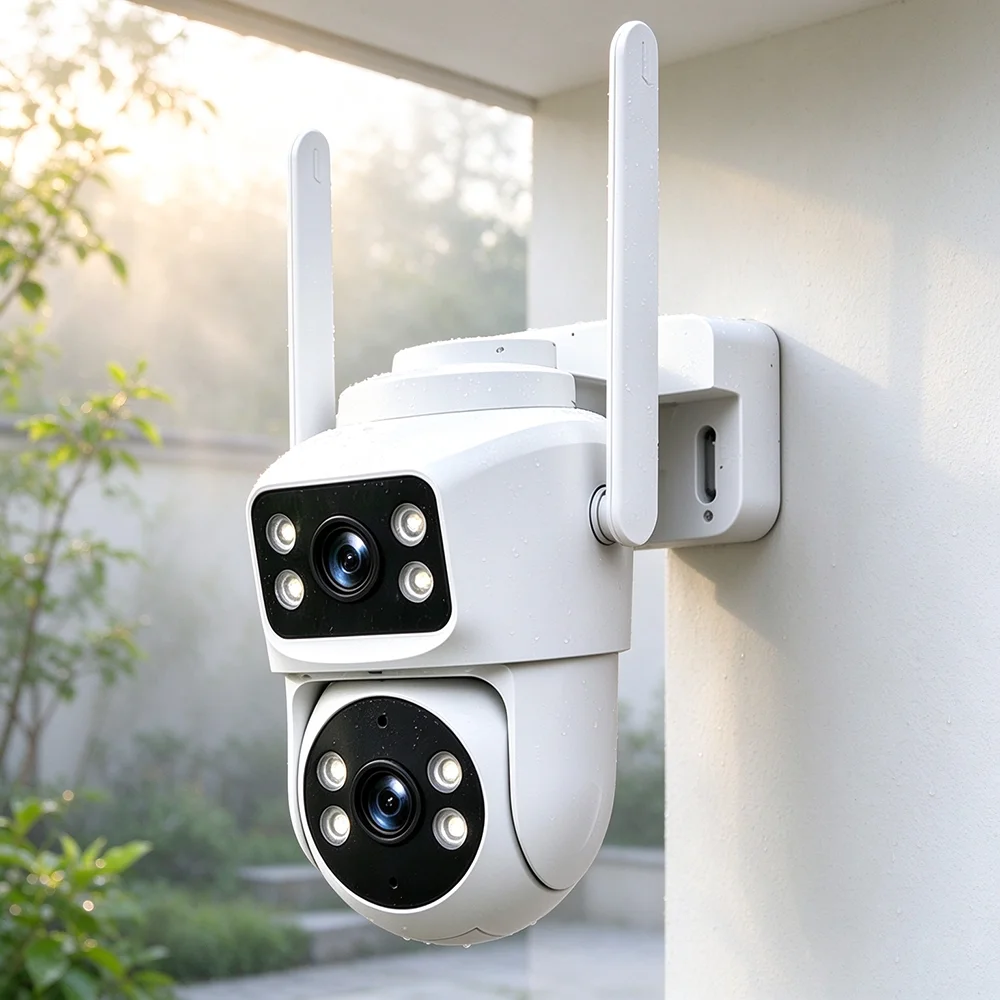 Outdoor Wifi Camera Dual-Lens Dual-Screens PTZ Camera 2 in 1 Linkage Camera Humanoid Auto Tracking Two Way Audio Camera Camhipro