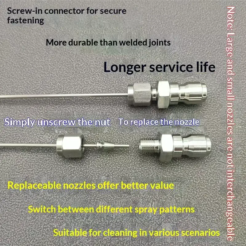 Screw-on Type High Pressure Cleaning Needle Nozzle 2/3mm Straight/Side Jet For Water Heater Tanks AC Units Cleaning Tool