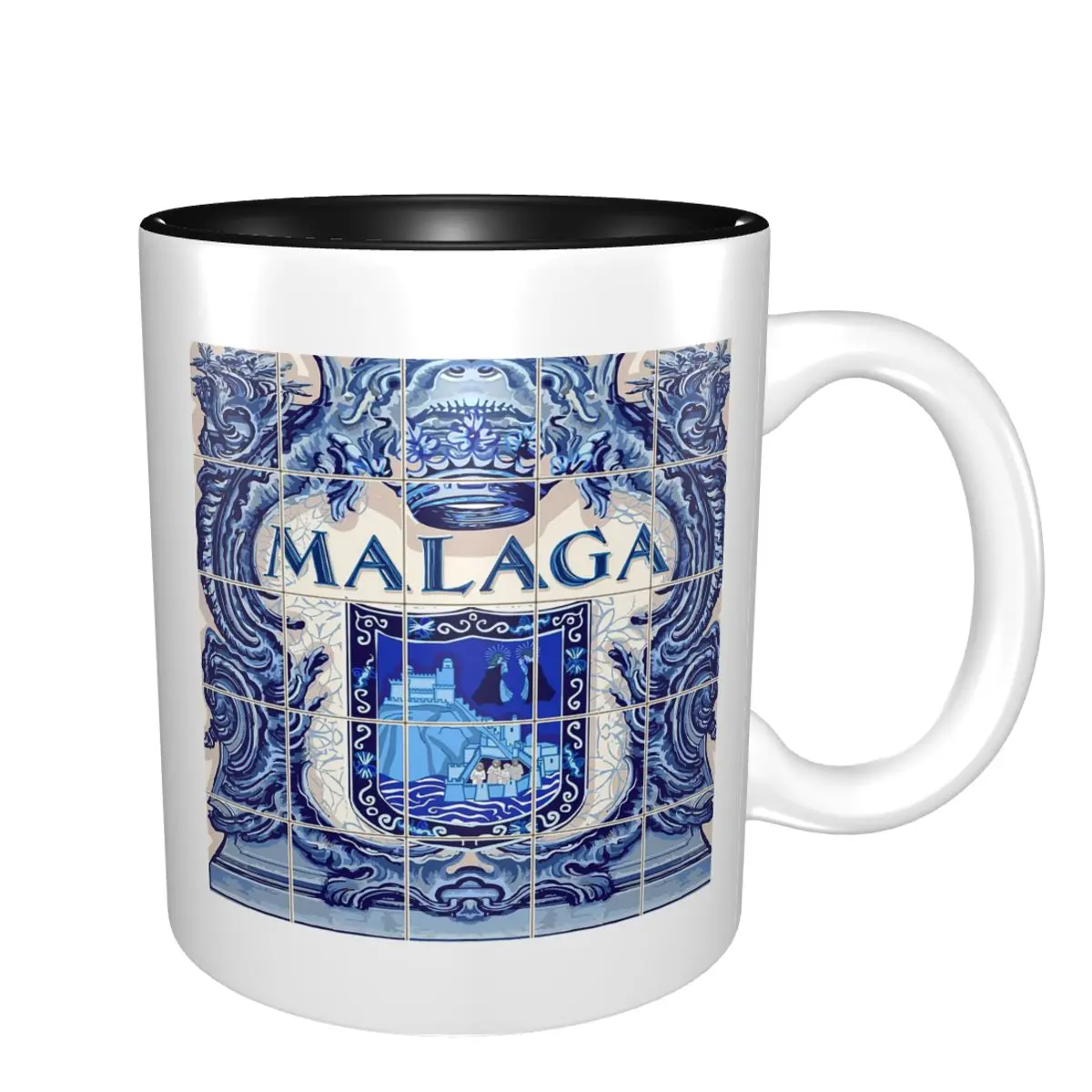 Malaga Azulejo Ceramic Tiles Andalucia Spain Spanish Mug Funny Ceramic Coffee Cups Tea Mugs Milk Cup Drinkware Gifts for Friends
