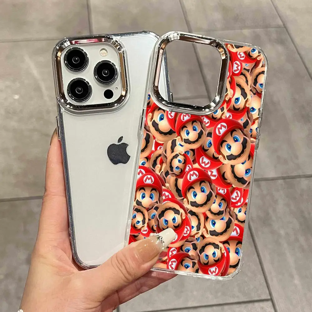 

Super M-Marios Bros Electroplated Transparent Phone Case for iPhone 17 Air 16 15 14 Plus 13 12 11 Pro Max Transparent phone case