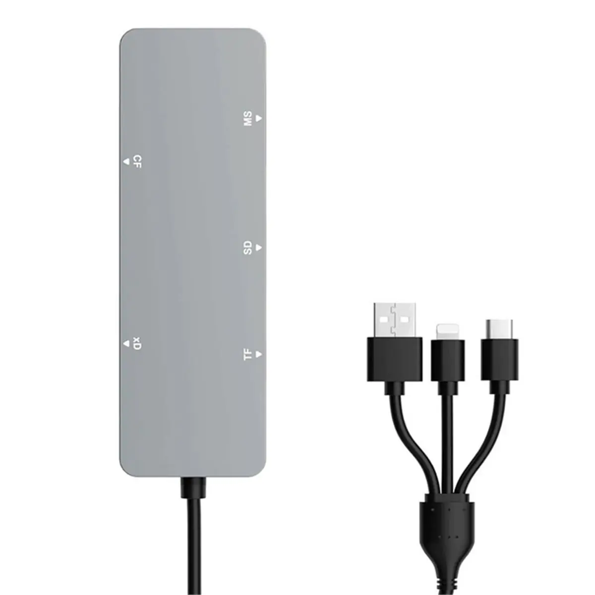 5 in 1 Multifunction Card Reader SD/TF/CF/MS/XD Aluminum Card Reader with USB-C//USB-A for Smartphone Laptop