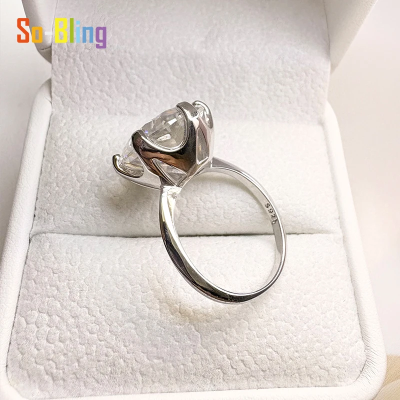 So-Bling 100% Pass Diamond Tester 10ct Moissanite Ring 925 Sterling Silver Rings for Women Fashion Elegant Gift Party Jewelry