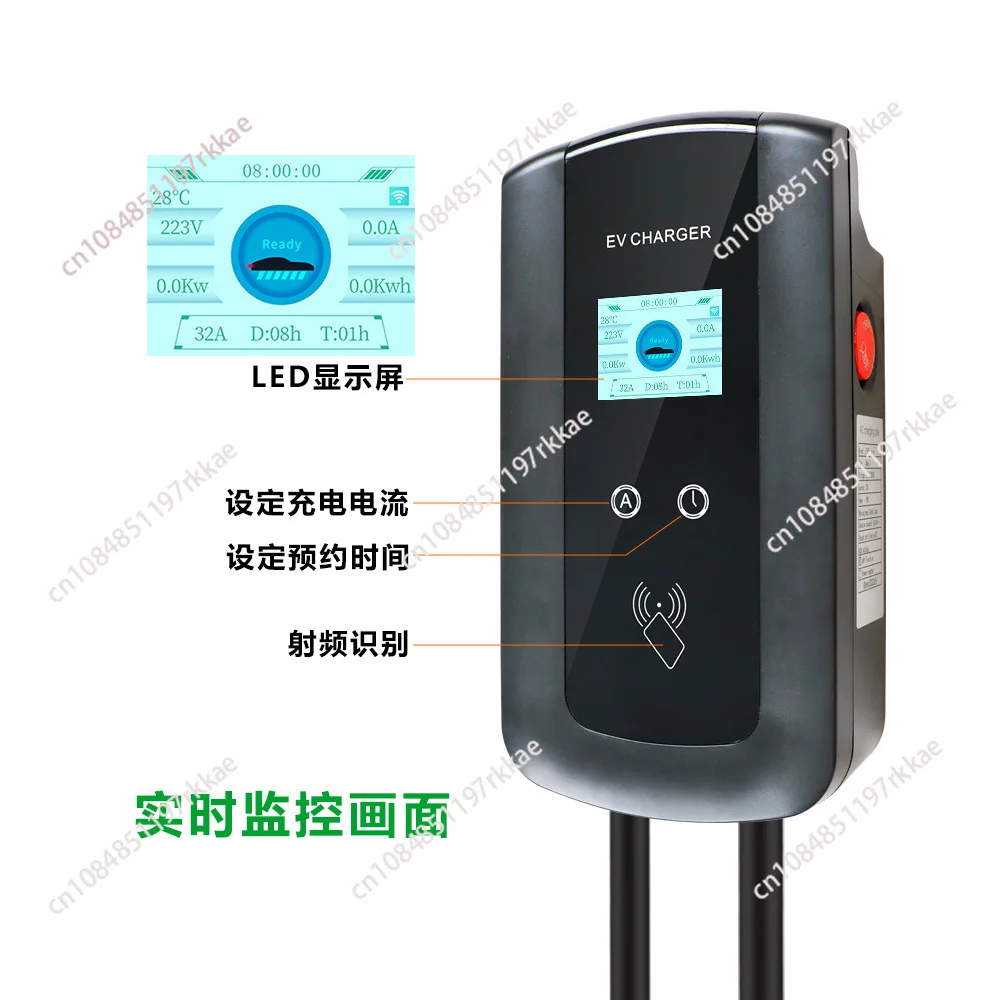 32A 7.2/22KW EV Charging Station Wallbox Electric Vehicle Charger EVSE Type2 Cable IEC62196-2 Tuya APP Control