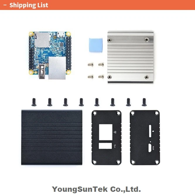 NanoPi Neo (512MB RAM) & CNC Metal-Case Heatsink kit  YoungSunTek OpenWRT, H3 Quad Cortex-A7 1.2GHz,Ubuntu Linux Armbian DietPi