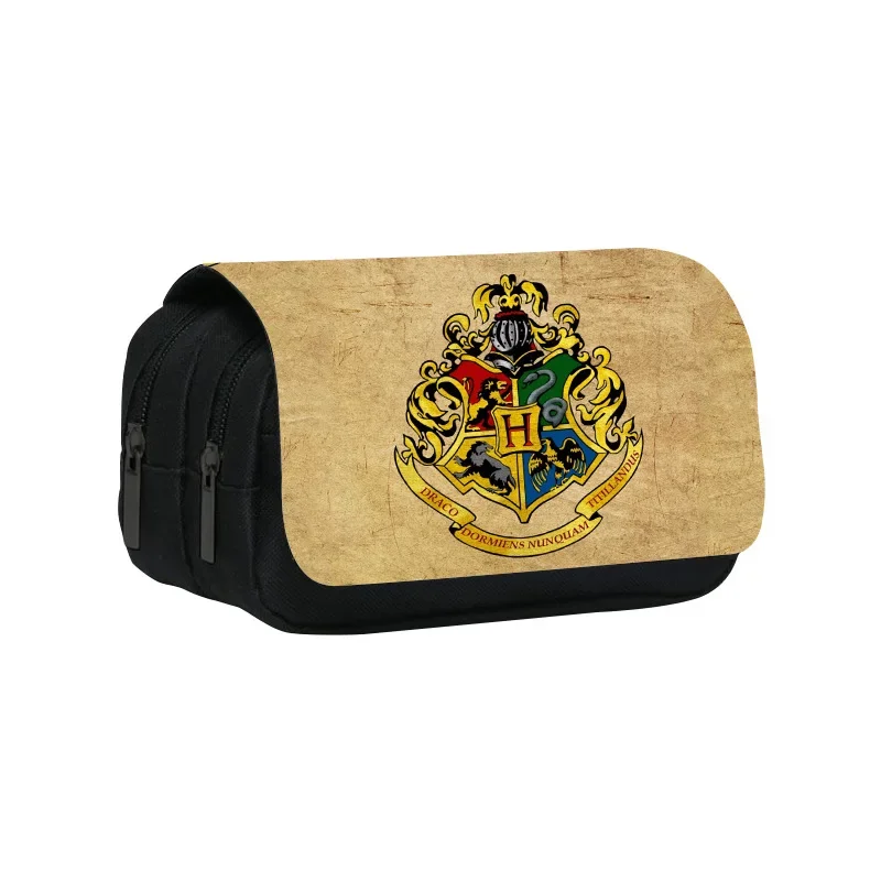 Hermione Pencil Pouch Double Zip Hogwarts Badge Cosmetic Bag Stationery Anime Harryy Potter Pencil Case Children Gift Pen Case