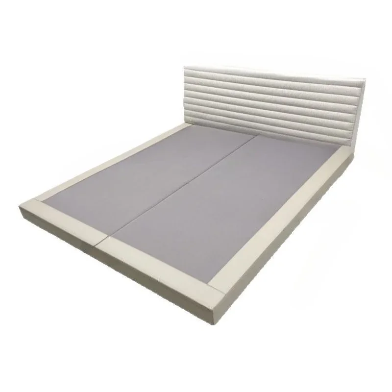 

Italian minimalist modern light luxury Internet celebrity creative cotton and linen bedroom furniture leather bed