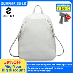 Zency Charm Women Backpack 100% Genuine Leather Anti-theft Button Elegant Female Travel Bags Schoolbag For Girl Holiday Knapsack