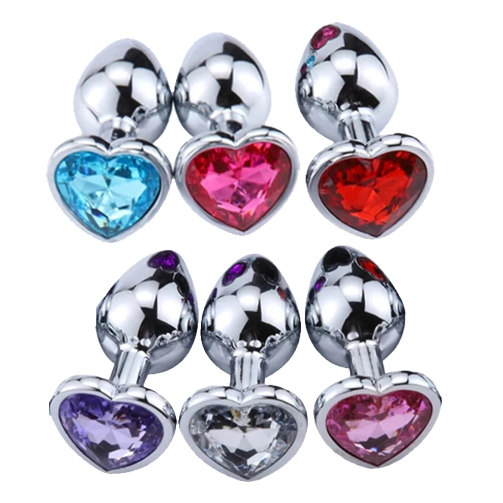 3Pc/Set Anal Plug Heart Stainless Steel Crystal Smooth Toy For Women 3 Size Butt Plug Stimulator Prostate Massager Adult Sex Toy