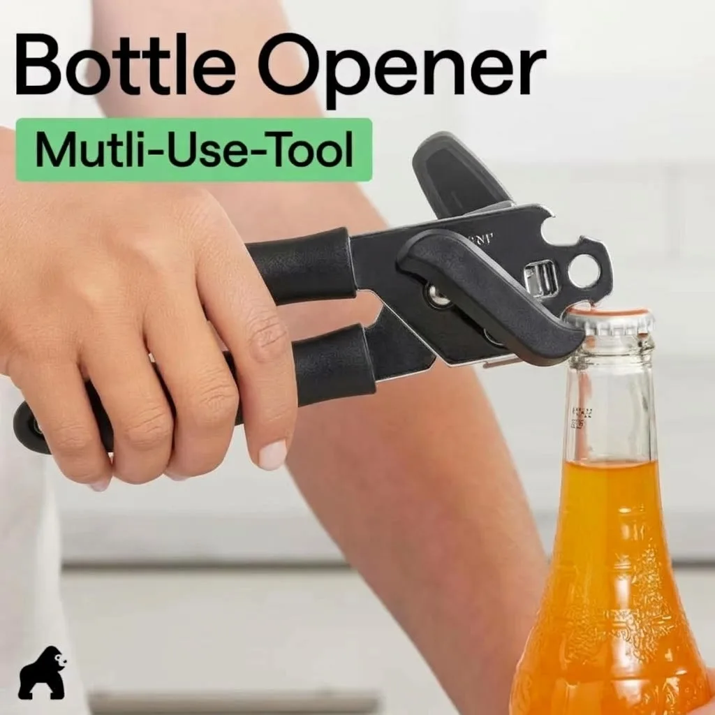 Manual Can Opener, Extra Smooth Cut Multifunctional Stainless Steel Can Opener, Non-Slip Handle, No Sharp Edges Kitchen Gadget
