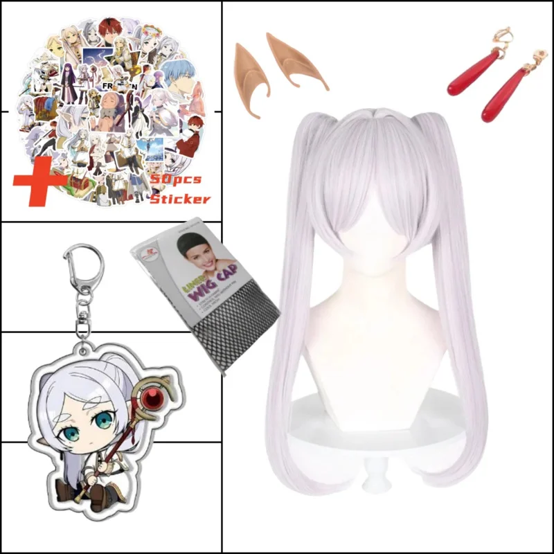 Sousou สติกเกอร์ชุดคอสเพลย์ผู้หญิง Frieren Beyond Journey, วิกผมเครื่องประดับฮาโลวีนคาร์นิวัลเสื้อผ้าผู้หญิง