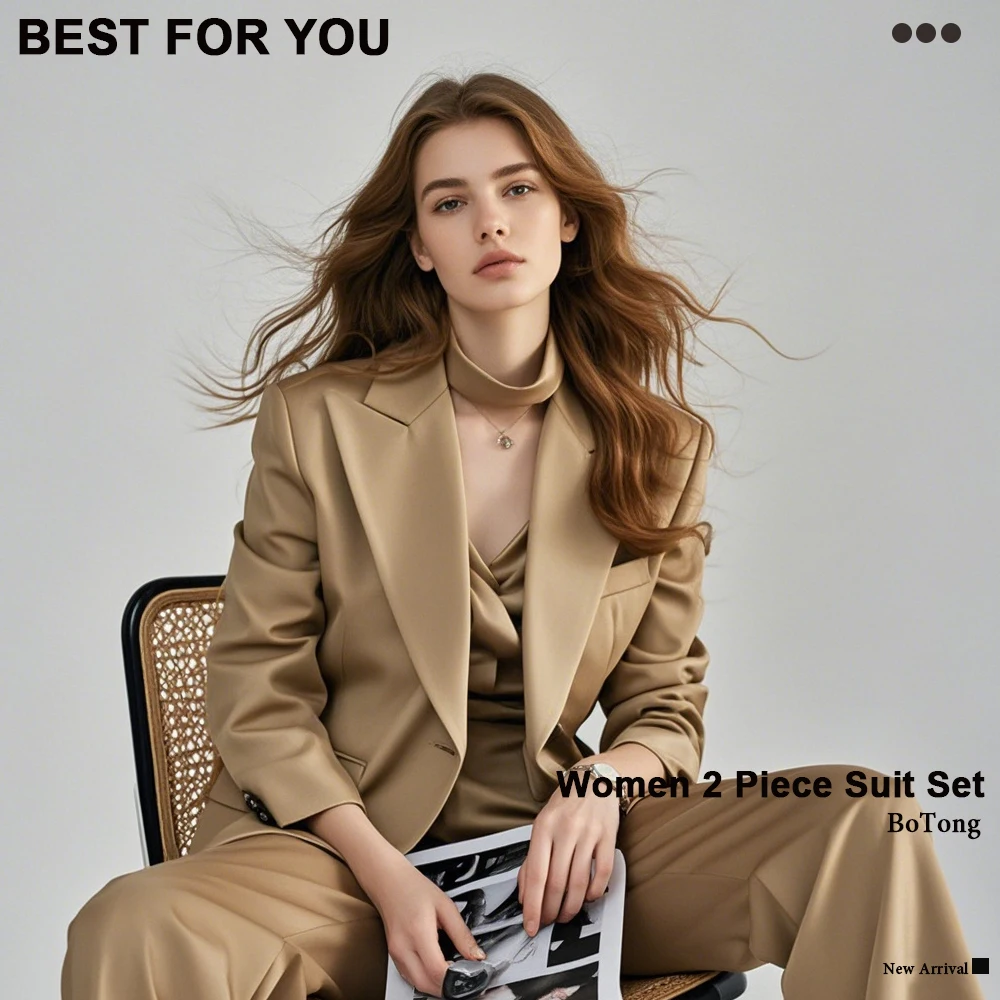 بدلة نسائية مكونة من قطعتين بدلة نسائية أنيقة بأكمام طويلة للعمل #4