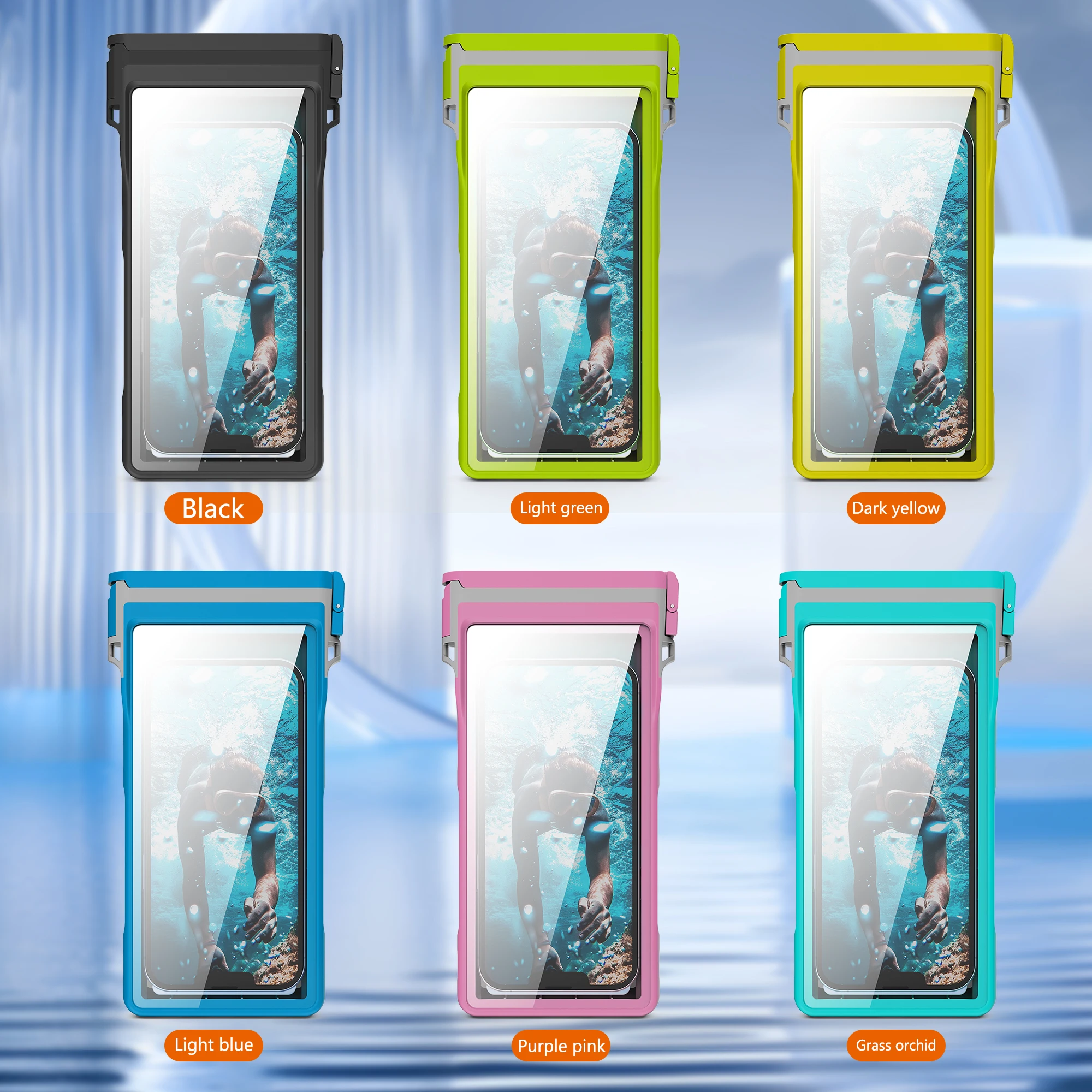 

Universal Premium Waterproof Phone Pouch for Diving Swimming Rafting - HD Clear Dry Bag Fits to Below 7-Inch Devices